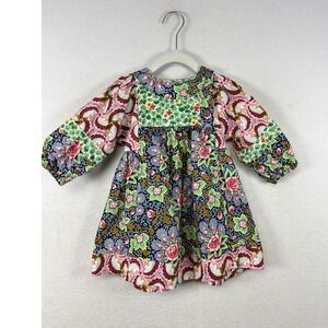 Mousefeathers Baby Girl Dress 18M Floral Patchwork Puff Sleeve Smocked
